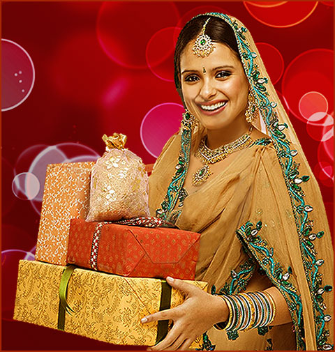 North Indian woman with Lohri Gifts