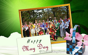 HD desktop illustration of may day showcasing children in colorful dresses