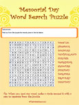 Memorial Day word srearch puzzle