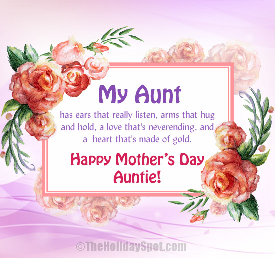 Happy Mother's Day wishes card for an Auntie or Aunty
