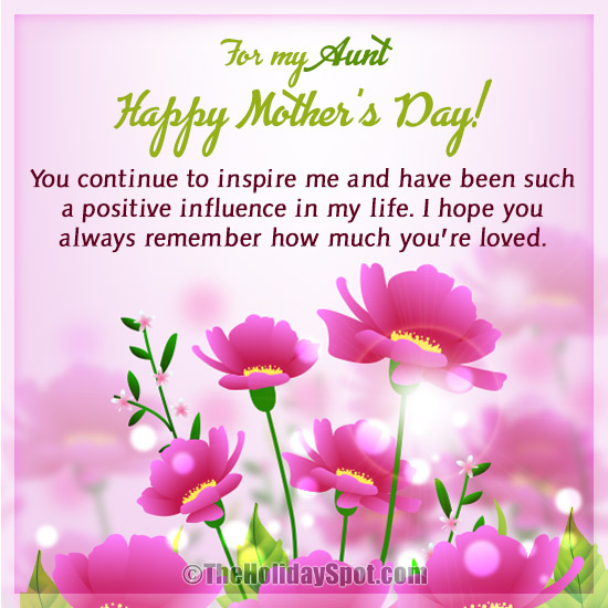 Moter's Day greeting card for aunt with flower background
