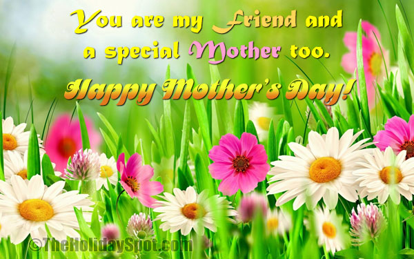 Mother's Day greeting card for friend with various beautiful flowers
