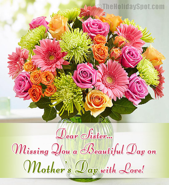 Mother's Day miss you card for a sister