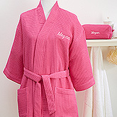 Embroidered Pink Robe &s Makeup Bag