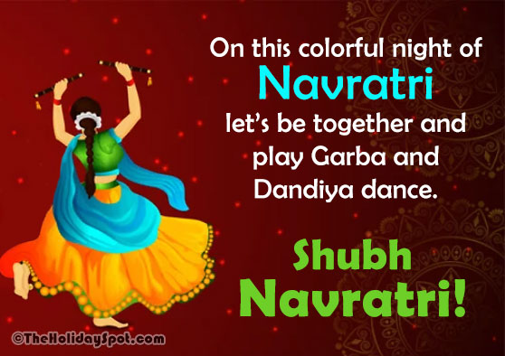 A card with an inviting message for colorful Navratri night