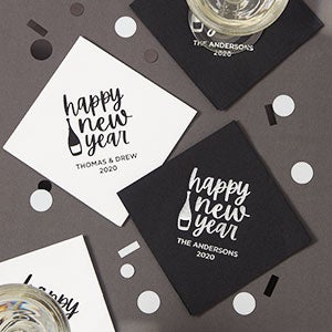Happy New Year Personalized Premium Cocktail Napkins