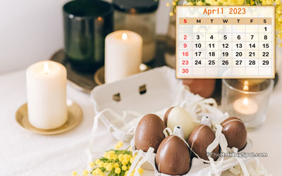 April 2023 Calendar Wallpaper with Easter theme