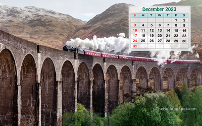 December Calendar Wallpaper 2023 with Christmas theme