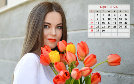 April 2024 Calendar Wallpaper Easter theme