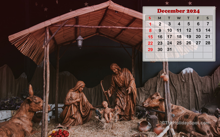 December Calendar Wallpaper 2024 with Christmas theme