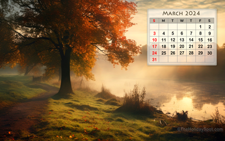 March 2024 HD 1080p Calendar Wallpaper