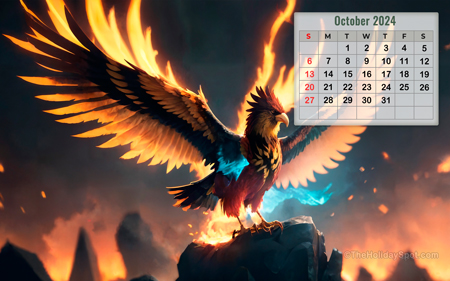 Halloween themed Calendar wallpaper for the month of October, 2024