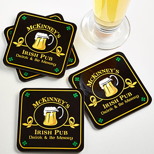 Old Irish Pub Personalized Coasters