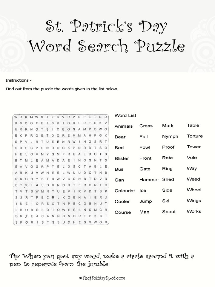 patrick's day Word Search