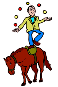 Man juggling on horse