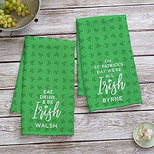 St. Patrick's Day Personalized Waffle Weave Kitchen Towel