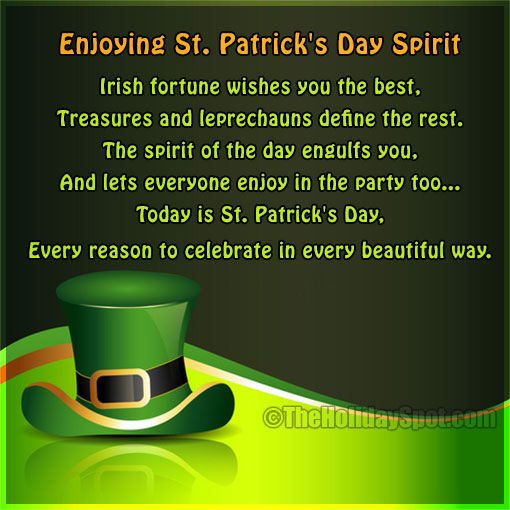 Patrick Day Poems card - Enjoying St. Patrick's Day Spirit