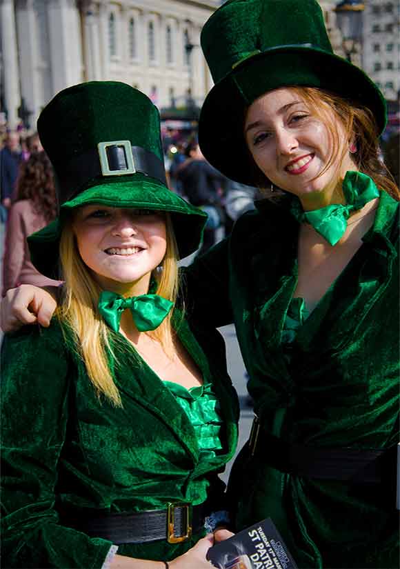 St. Patrick's Day celebration with green costumes