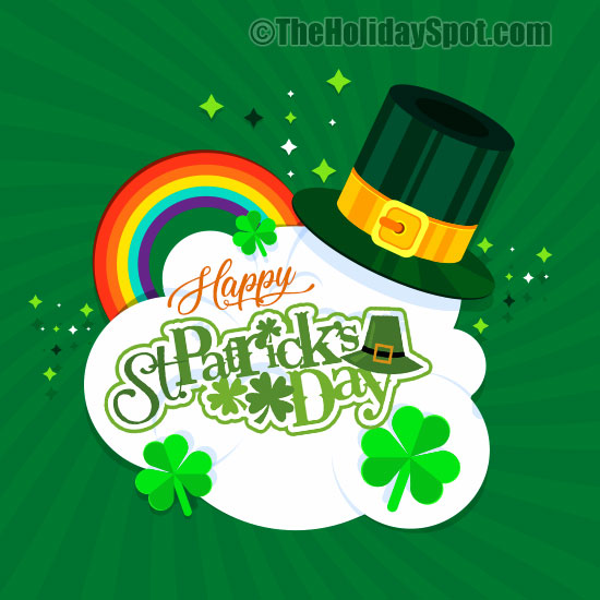 Card with Happy St. Patrick's Day wish for WhatsApp and Facebook