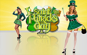 A high quality wallpaper featuring two girls in Patrick's Day costume.