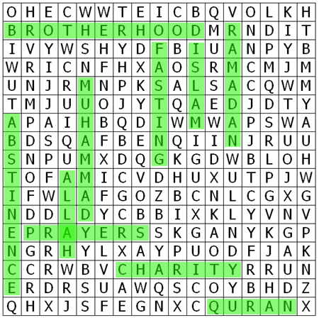 Answers of Parents' Day word search