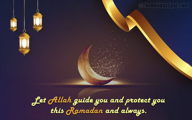 Ramadan message card with an Islamic background