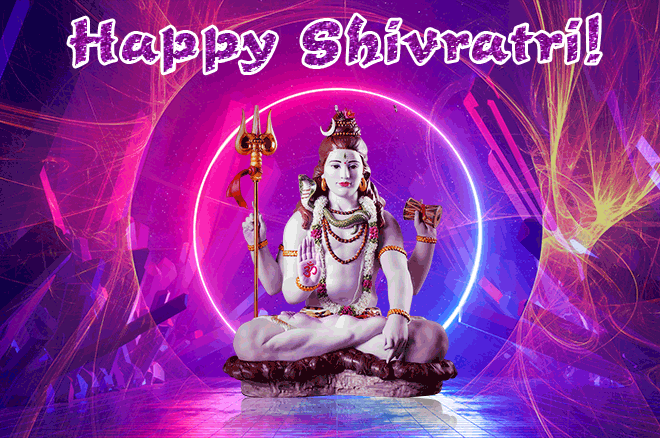 Happy Shivratri animated glittering greeting