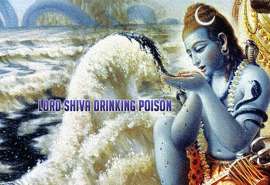 Lord Shiva is drinking poison and is becoming Neelkantha