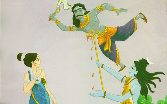 Lord Shiva, Parvati and Andakasura