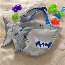 Embroidered Shark Beach Tote with Toy Set by Stephen Joseph