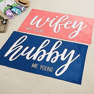 Wifey & Hubby Personalized 30x60 Beach Towel