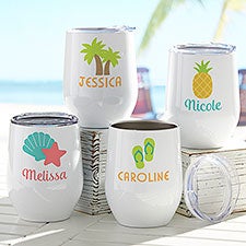 Beach Fun Drinks Personalized Stainless Insulated Wine Cup