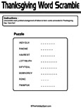 Click here for Black & White Thanksgiving Word Scramble puzzle
