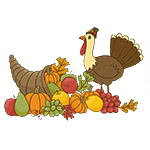 Vector Cornucopia and Turkey graphic for Thanksgiving