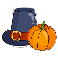 Thanksgiving hat and pumpkin clip art
