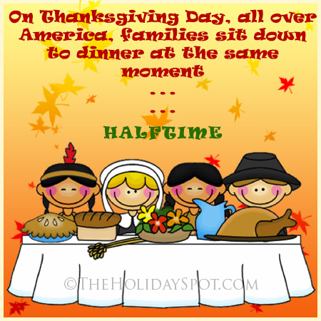 Thanksgiving Dinner Joke - Pilgrims and Indians at dinner table