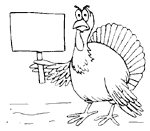 turkey with a placard
