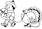 a boy and a turkey