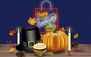 HD colorful wallpaper with glowing Happy Thanksgiving wish