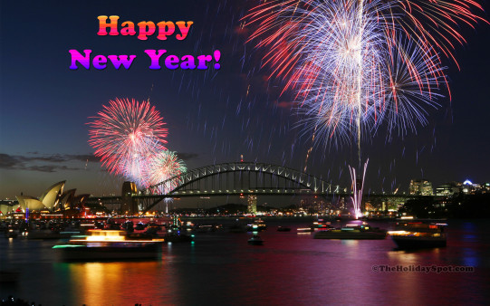 Happy New Year HD wallpaper with the background of fireworks.