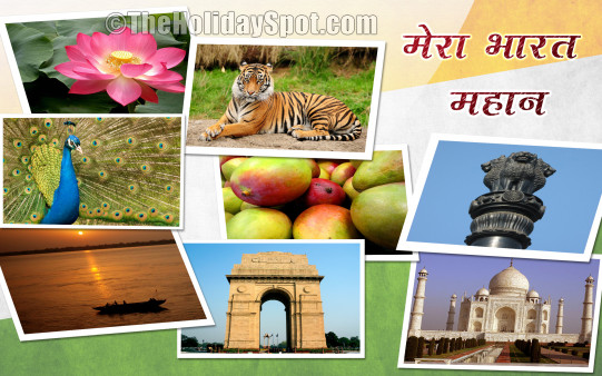 National symbols, India Gate and Taj Mahal