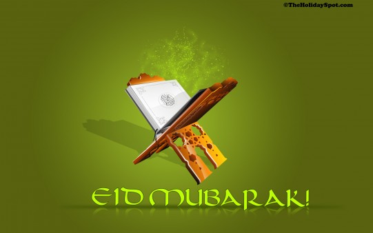 A eid wallpaper featuring the holy book of Islam