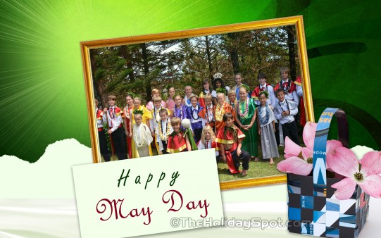 High definition may day wallpaper showcasing children in colorful clothes