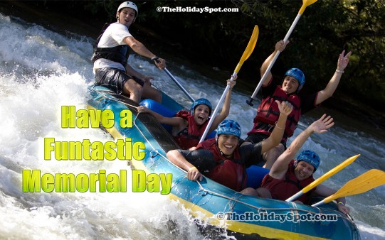 High Resolution picture of a group of people having rafting fun on memorial day.