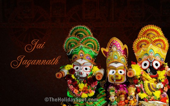 Download this wallpaper themed with Jagannath idol for your desktop background.