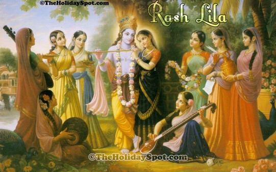 High Definition wallpapers featuring Lord Krishna having rash lila with the gopis.