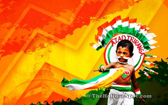 High resolution wallpaper showing a small boy with patriotic fervor and passion.