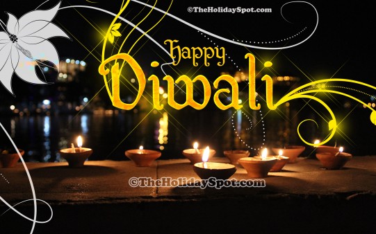 High Resolution Diwali wallpaper featuring diyas