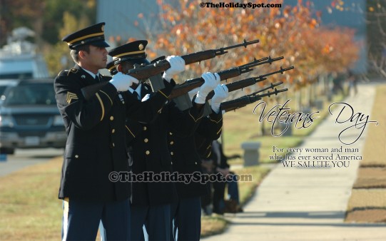 1080i desktop image showing soldiers giving gun salute on the Veterans Day
