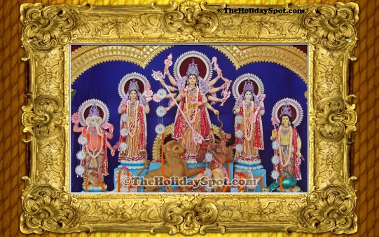 A wonderful high definition desktop illustration of Durga Puja